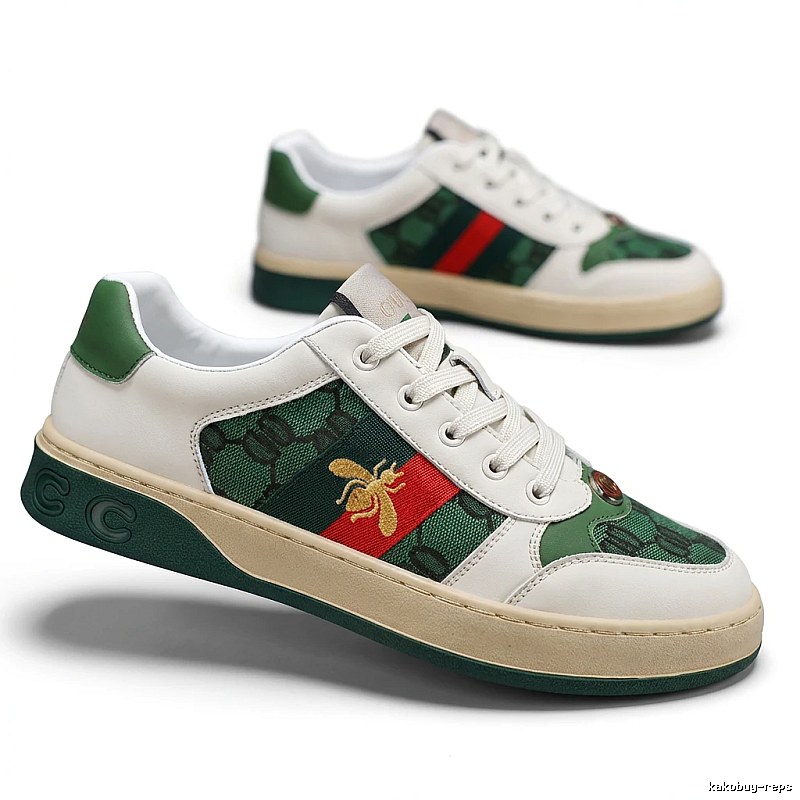 Gucci retro-style green and white sneakers