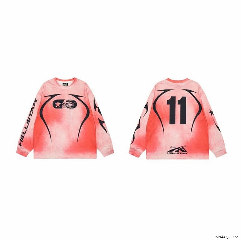 Hellstar 11 Street Style Gradient Pink Long-sleeve T-shirt