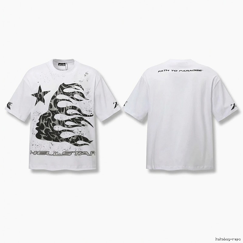 Hellstar Flame Print Style White T-shirt