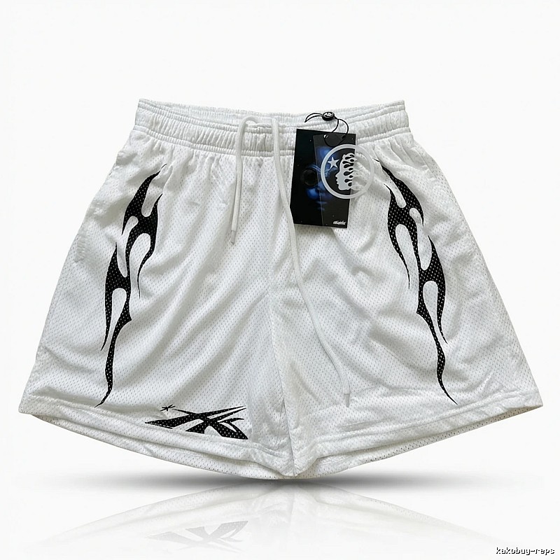 Hellstar Flame Trend Brand White Shorts