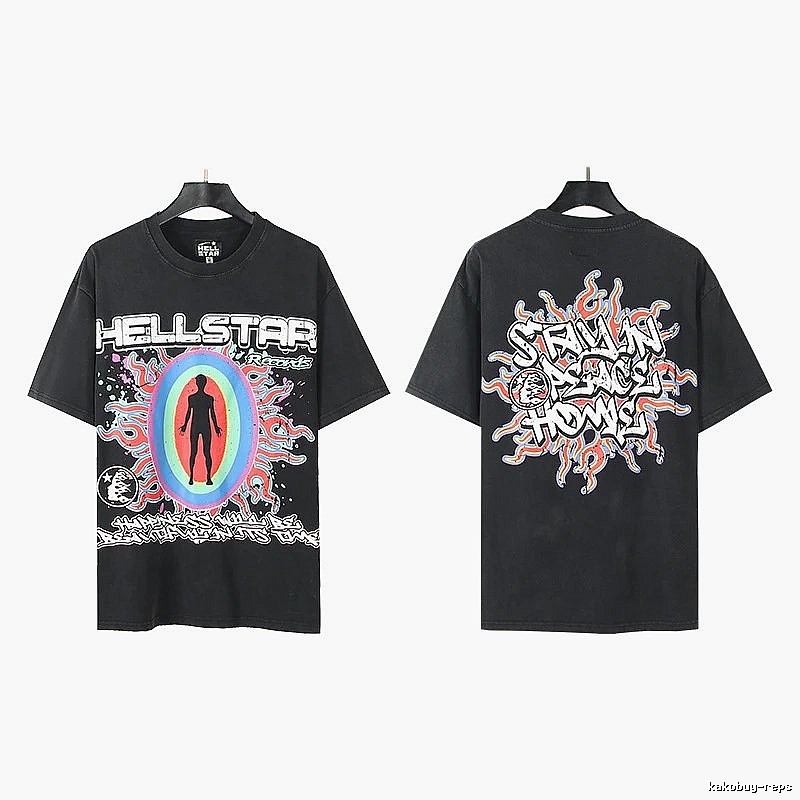Hellstar Human Figure Print Street Style Black T-Shirt