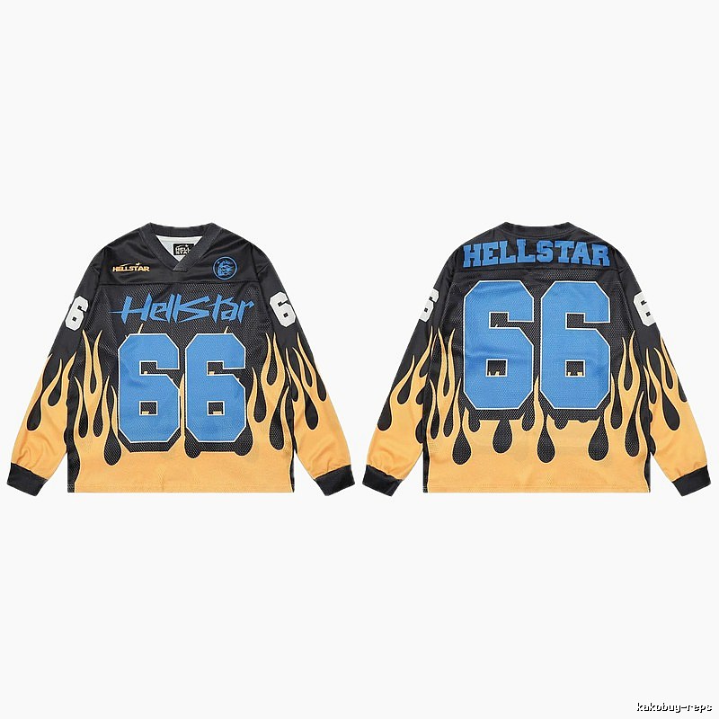 Hellstar No.66 Flame Street Style Black and Yellow Jersey