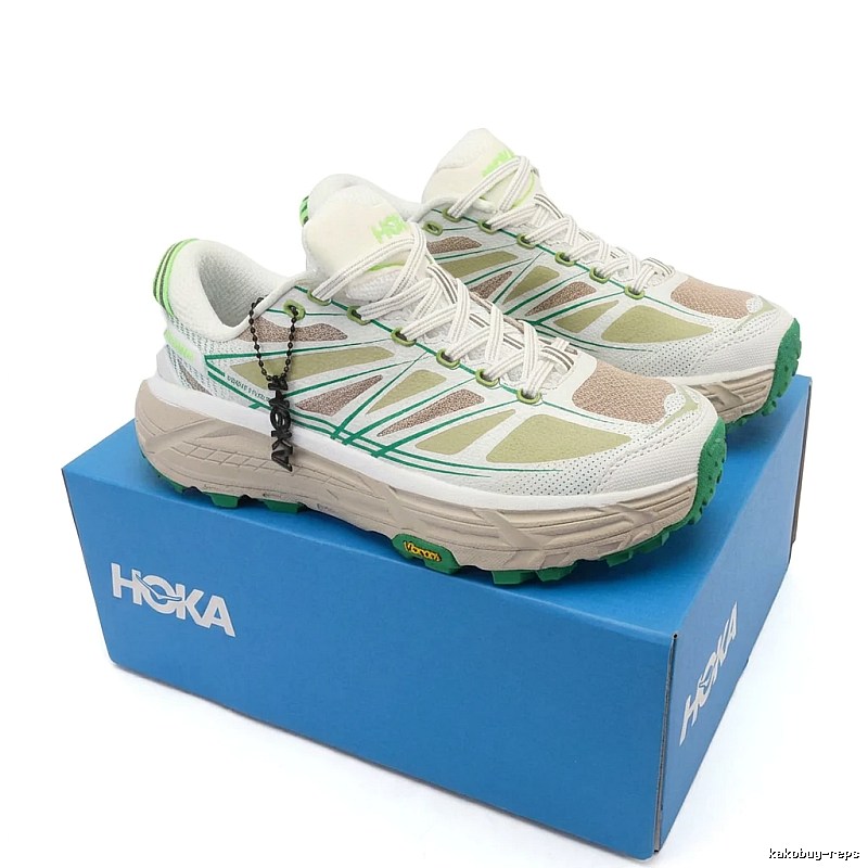 HOKA ONE ONE Off-road Style White and Green Shoes