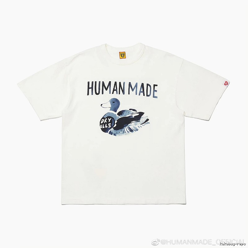 HUMAN MADE Duck Print Vintage Style Off-white Short Sleeve T-shirt