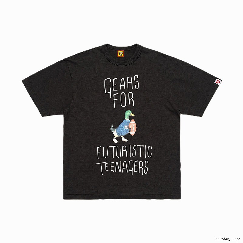 HUMAN MADE Green Duck Print Vintage Style Black T-Shirt