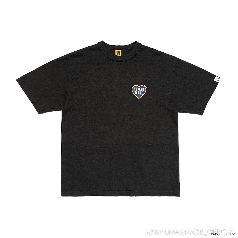 HUMAN MADE Heart Embroidered Japanese Streetwear Black T-Shirt