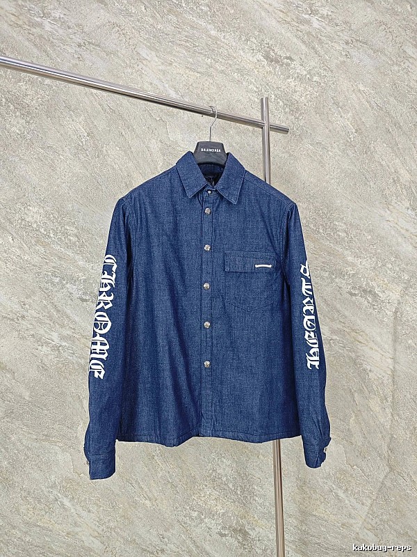 Indigo Blue Chrome Hearts Denim Overshirt - Resort Edit