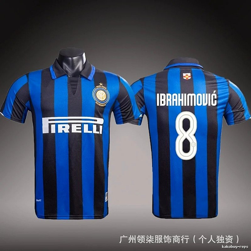 Inter Milan Patterned Brehme #3 soccer jersey Blue Black Striped with Polished Detail