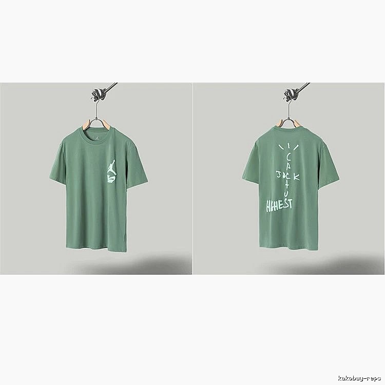 Jordan x Travis Scott Co-branded Street Style Pea Green T-Shirt