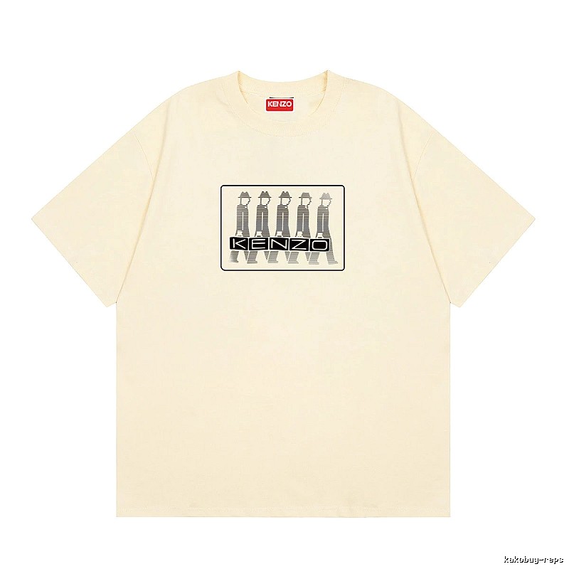 KENZO Character Print Casual Style Beige T-shirt