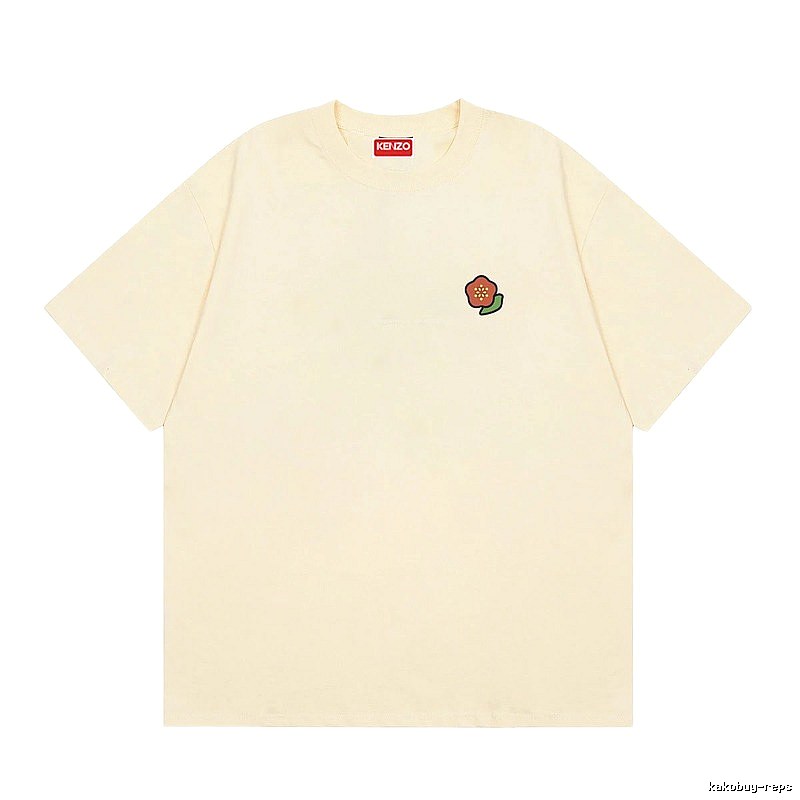 KENZO Embroidered Little Flower Casual Style Off-white T-shirt