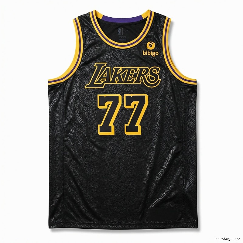 Lakers No. 77 black and yellow basketball uniform