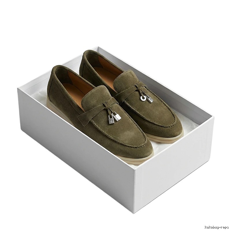 Loro Piana casual style gray-green loafers