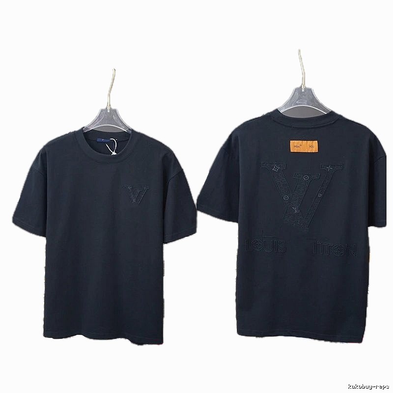 Louis Vuitton Big V Embroidered Casual Black T-Shirt