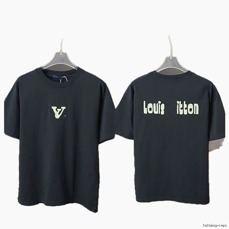 Louis Vuitton Letter Print Casual Style Black T-Shirt