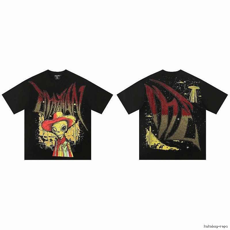 Mixed Emotion Alien Cowboy Street Style Black T-Shirt