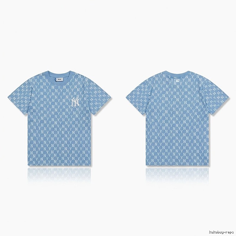 MLB full - print style light blue T - shirt