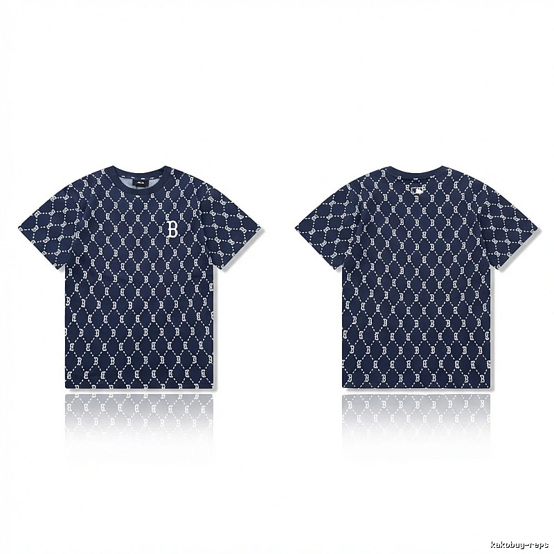 MLB full - printed style navy blue T - shirt