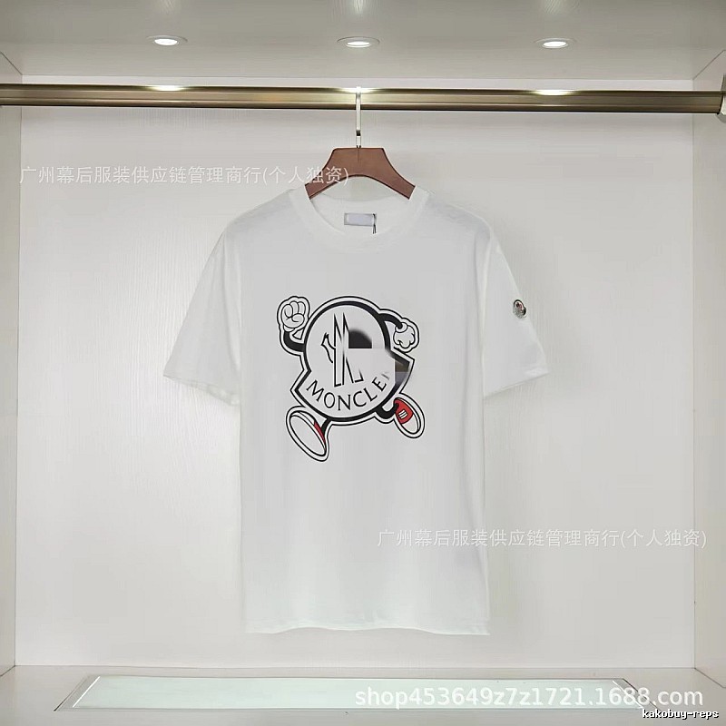 Moncler Cartoon Print Casual Style White T-Shirt