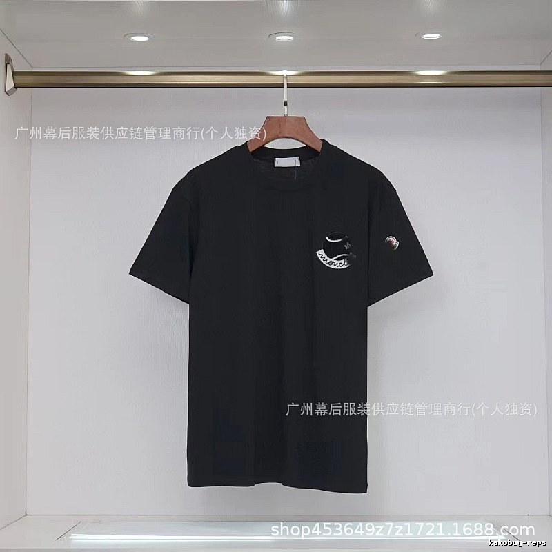 Moncler Embroidered Casual Black Short-sleeve T-shirt