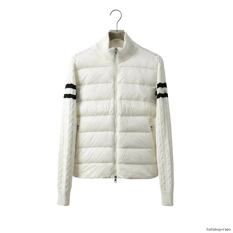 Moncler knitted and spliced windproof white down jacket