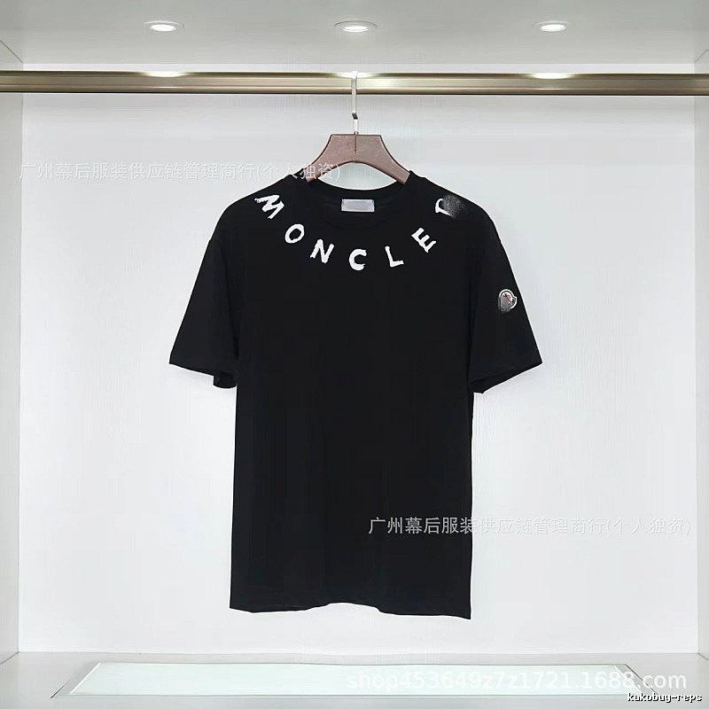 Moncler Letter Print Casual Style Black T-Shirt
