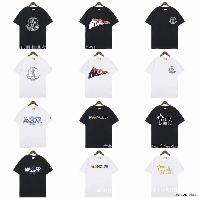 Moncler Logo Printed Trendy Black & White Short-Sleeve T-Shirt