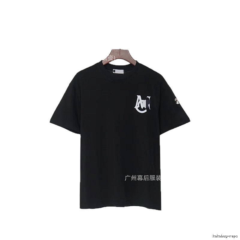 Moncler Printed Casual Style Black T-Shirt