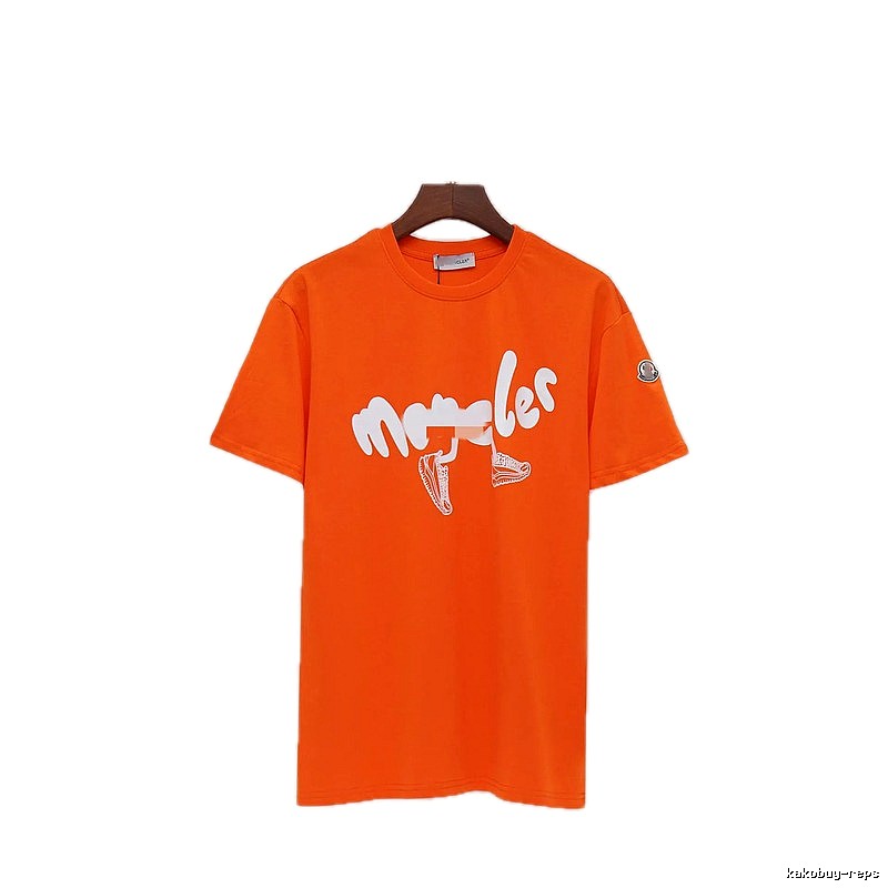 Moncler Printed Casual-style Orange Short-sleeve T-shirt