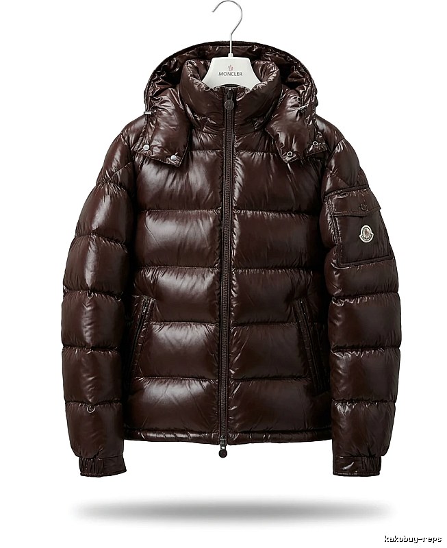 Moncler shiny short brown down jacket