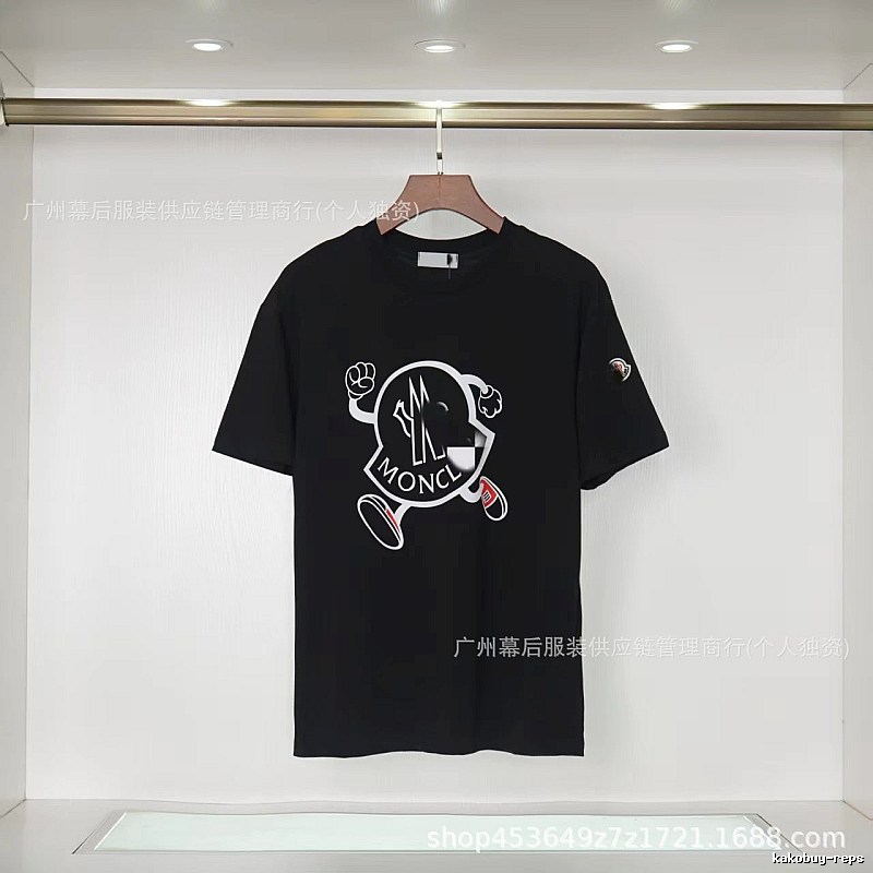 Moncler Trendy Black Cartoon Print Short-sleeved T-shirt