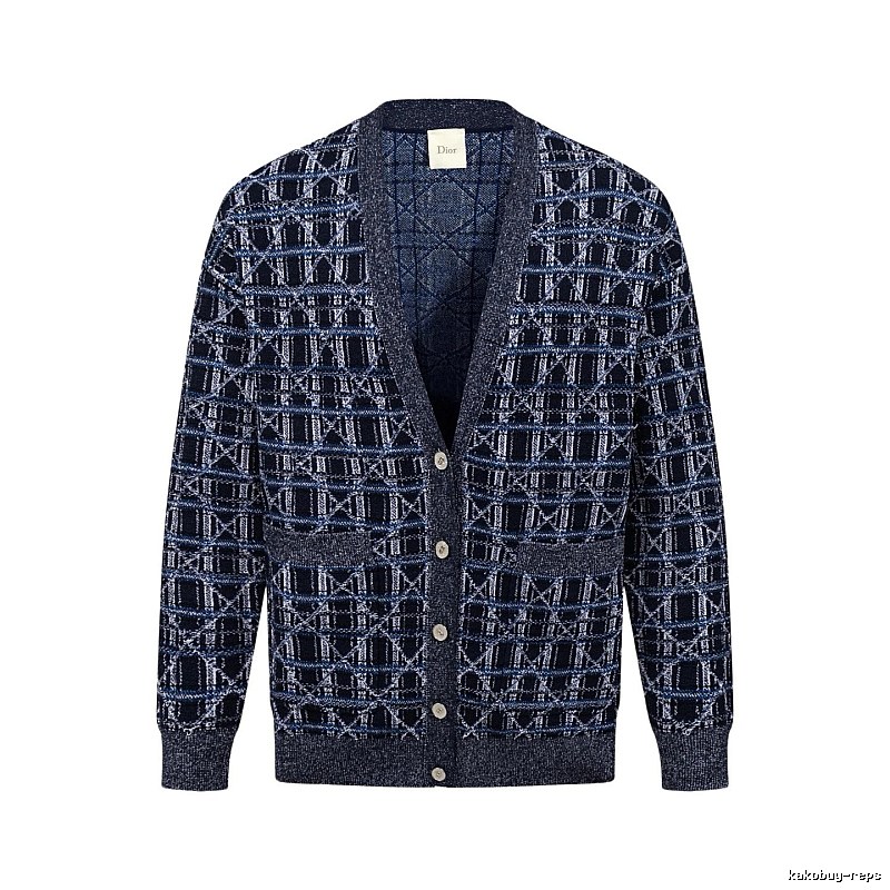 Navy Dior Button-front Cardigan for Layered Winter Looks