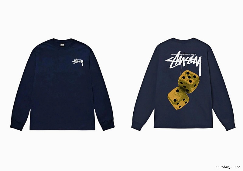 Navy long-sleeved shirt with Stussy dice print