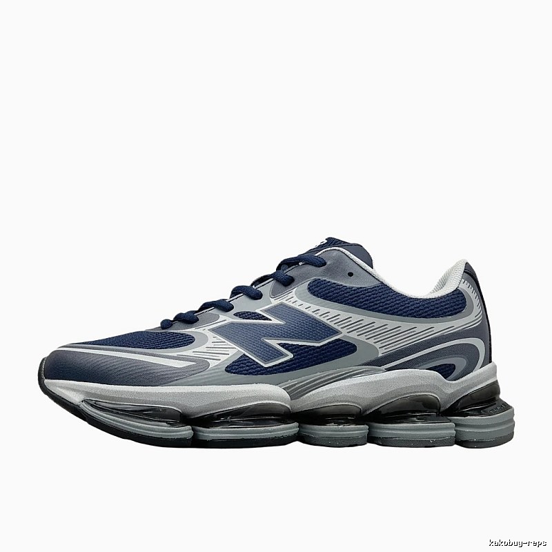 New Balance retro-style blue and gray sports shoes