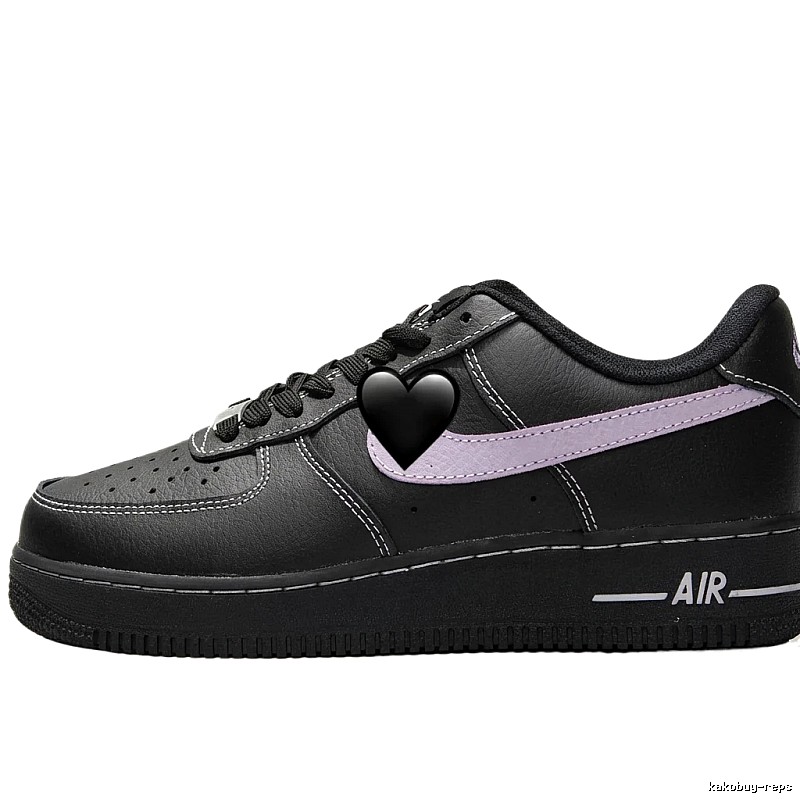 Nike Air Force 1 Black and Purple Trendy Shoes