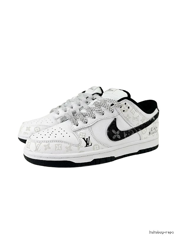 Nike and LV co-branded black and white sports shoes
