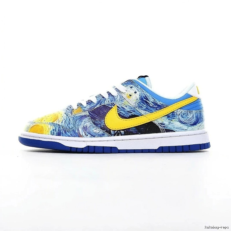 Nike  Van Gogh Co-branded Blue and Yellow Casual Shoes