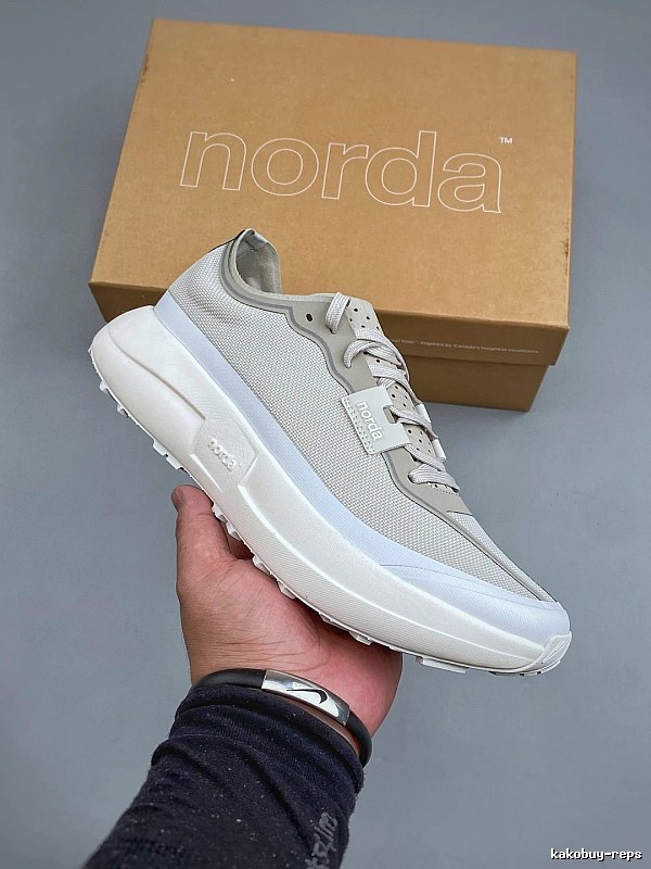 Norda Light Gray Trail Runners Highlighting Treaded Trail Sole