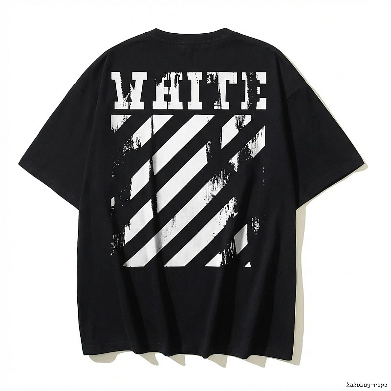 Off-White striped-style black T-shirt