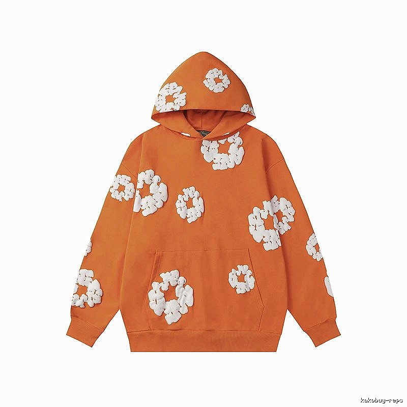 Orange Flower Pattern Hoodie Warm Tone