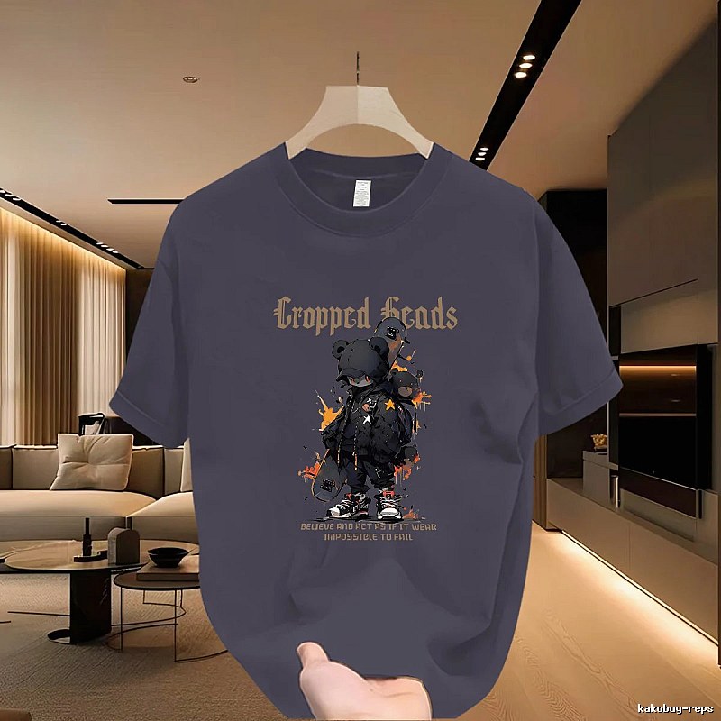 Original Streetwear Brand Skate Bear Street Style Charcoal Gray T-shirt