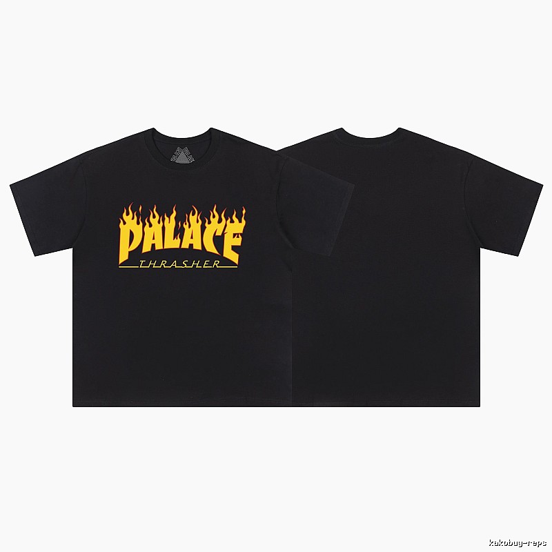 Palace Collaboration Flame Street Style Black T-Shirt