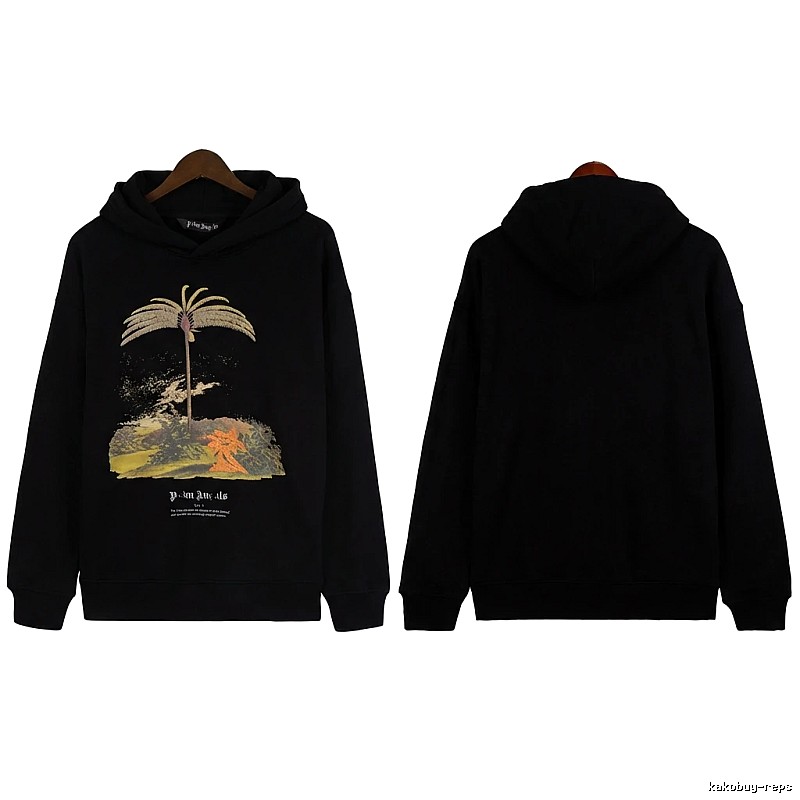 Palm Angels Palm Print Style Black Sweatshirt