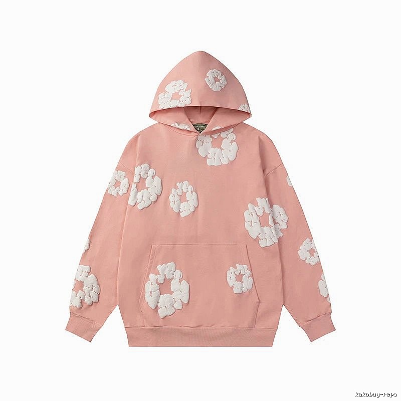 Peach Pink Floral Pullover Hoodie