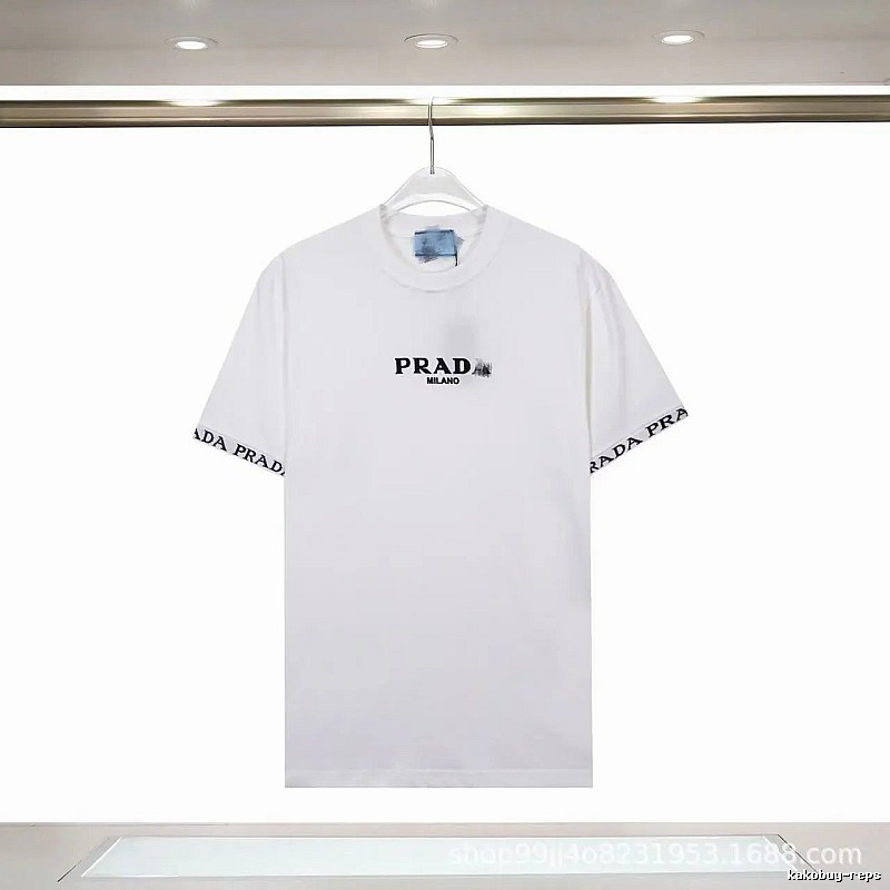 Prada Classic Webbing Minimalist Style White T-Shirt