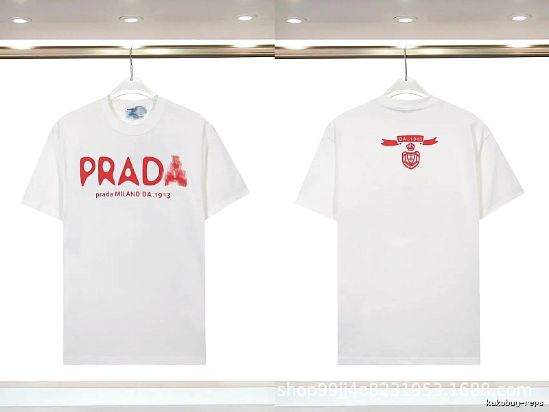 Prada Graffiti Collection Casual Style White Short-sleeve T-shirt