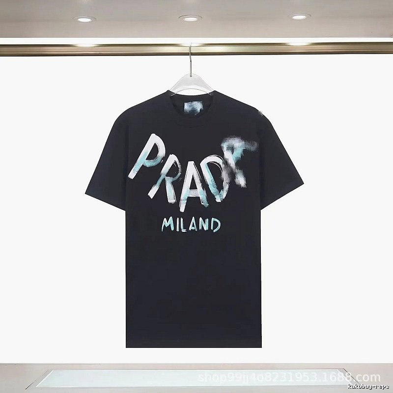 Prada Graffiti Collection Trendy Style Black Short-sleeve T-shirt
