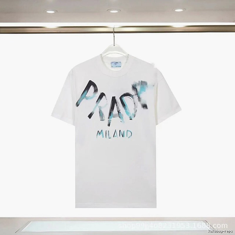 Prada Graffiti Street Style White Short-sleeve T-shirt