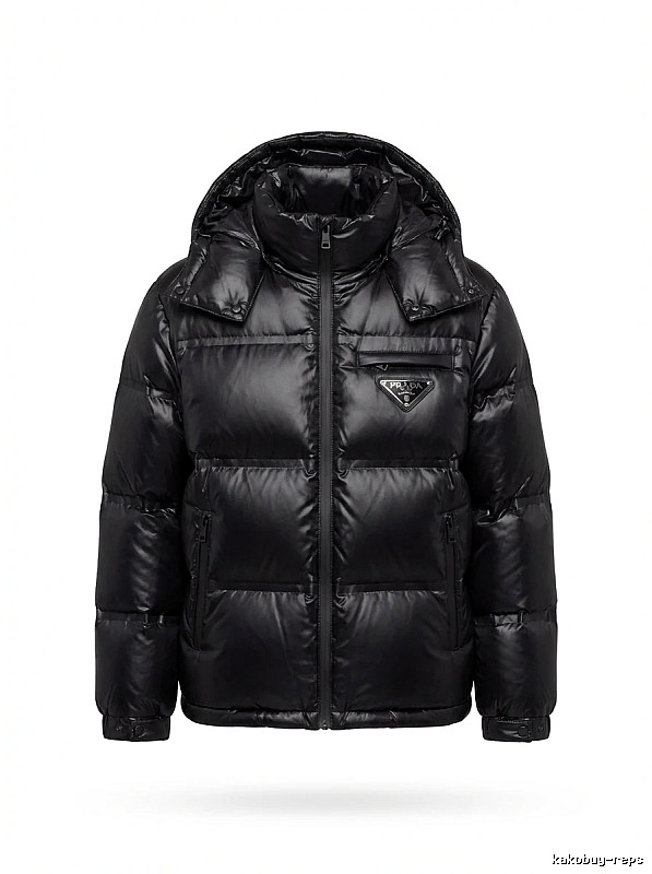 Prada triangle logo black down jacket
