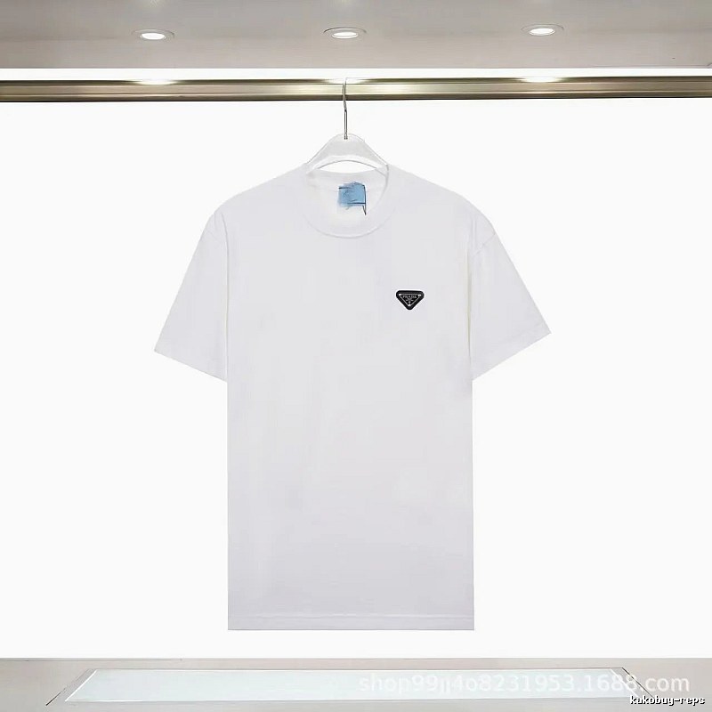 Prada Triangle Logo Minimalist Style White Short-sleeve T-shirt